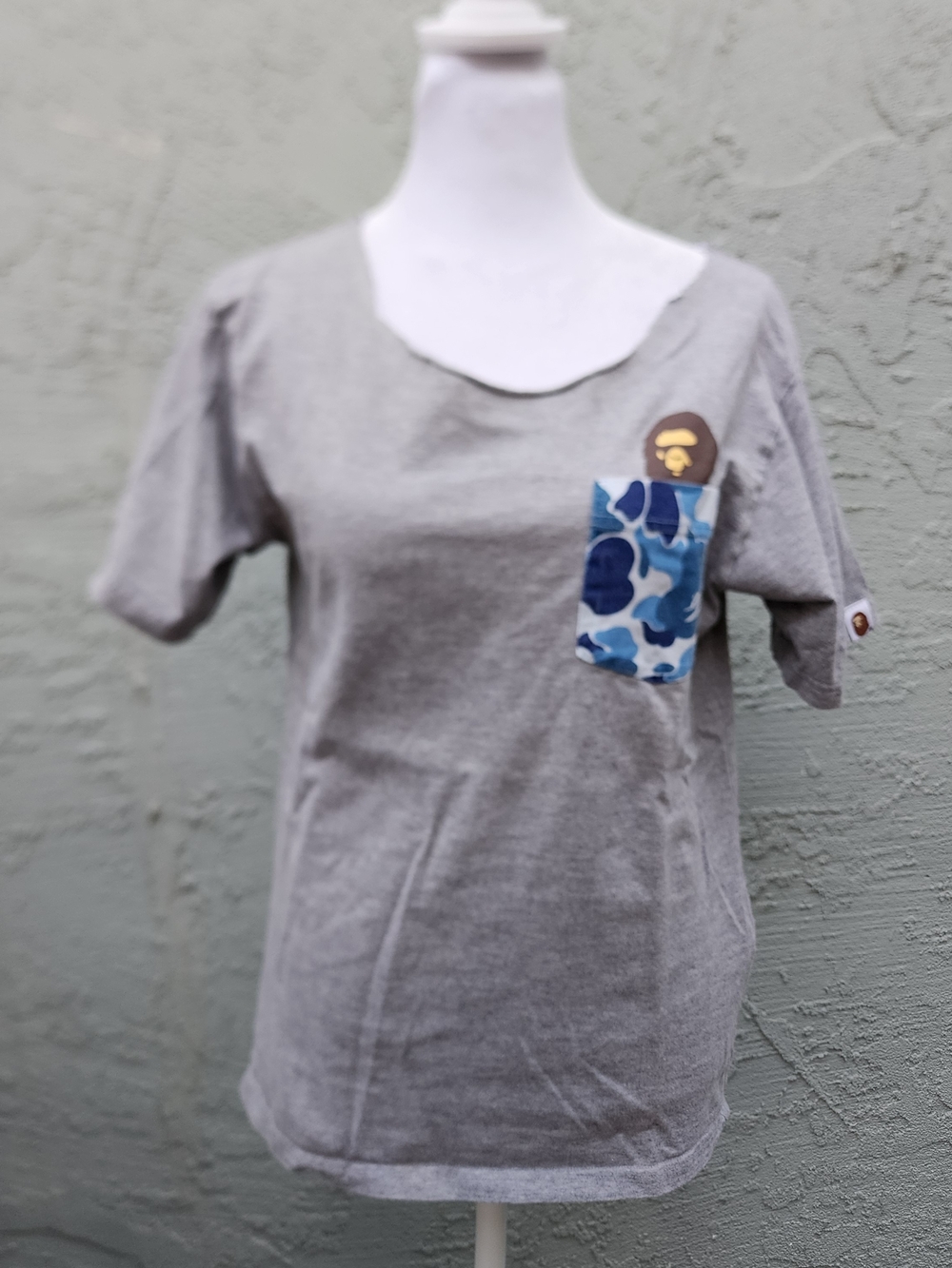 BAPE Authentic Heather Grey Blue ABC Camo Pocket T-Shirt S/XS Size